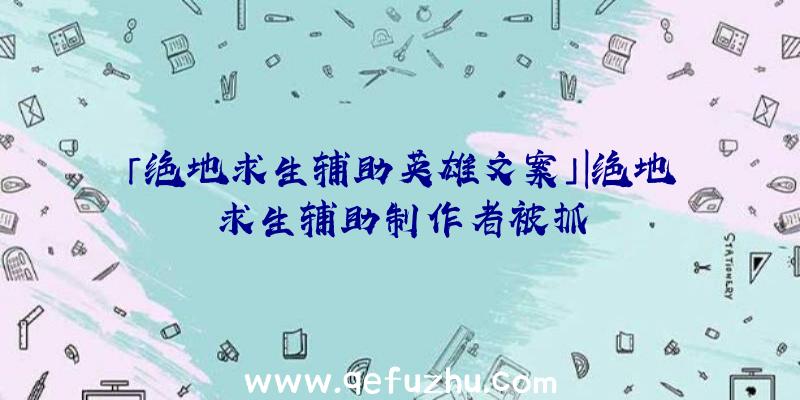 「绝地求生辅助英雄文案」|绝地求生辅助制作者被抓